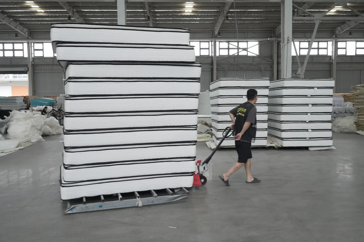 Finished mattresses in warehouse